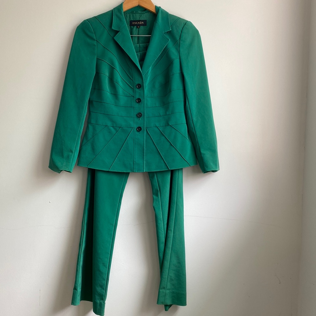 Escada Green Tailored Blazer & Pants Suit